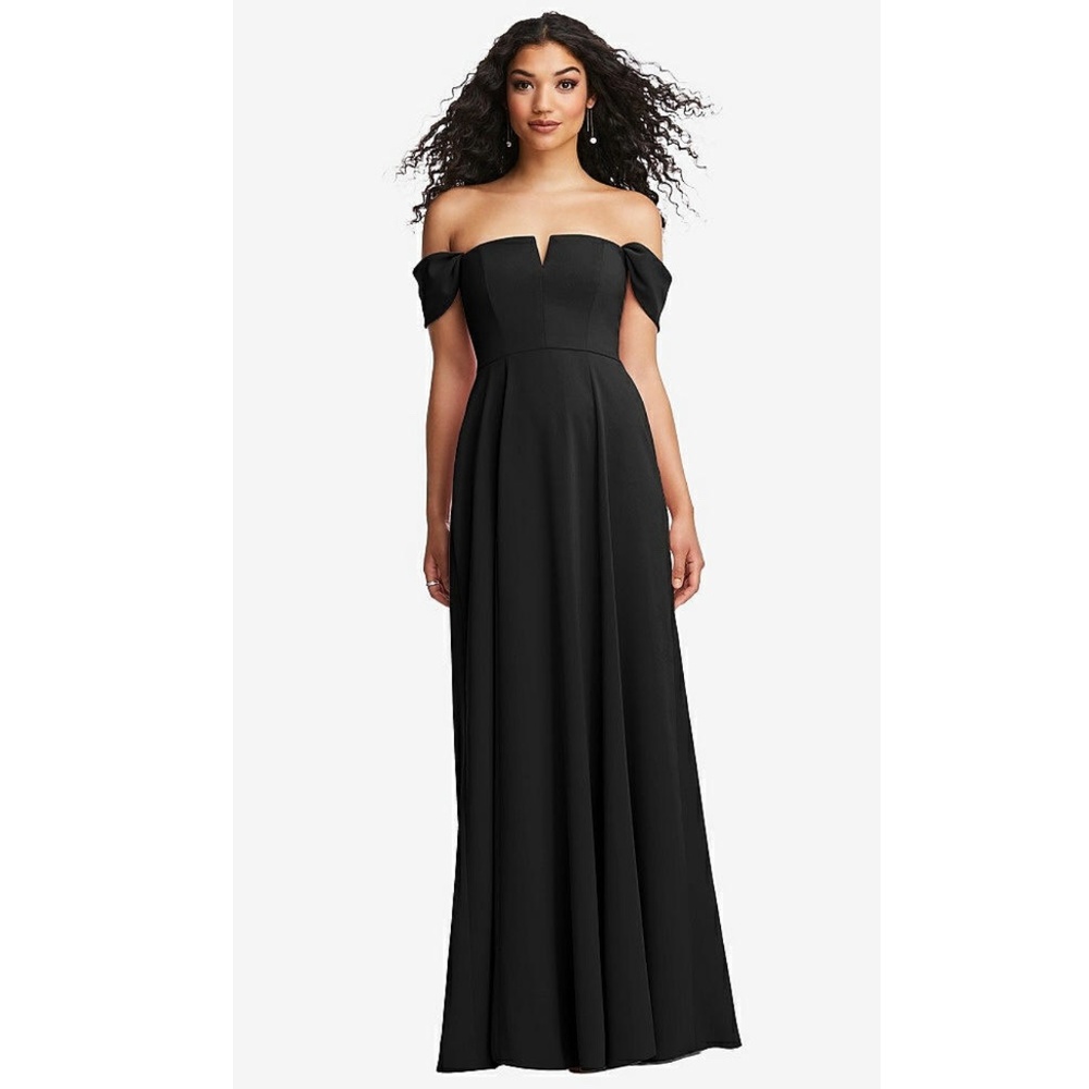 Dessy Collection: OFF-THE-SHOULDER PLEATED CAP SLEEVE A-LINE MAXI DRESS …